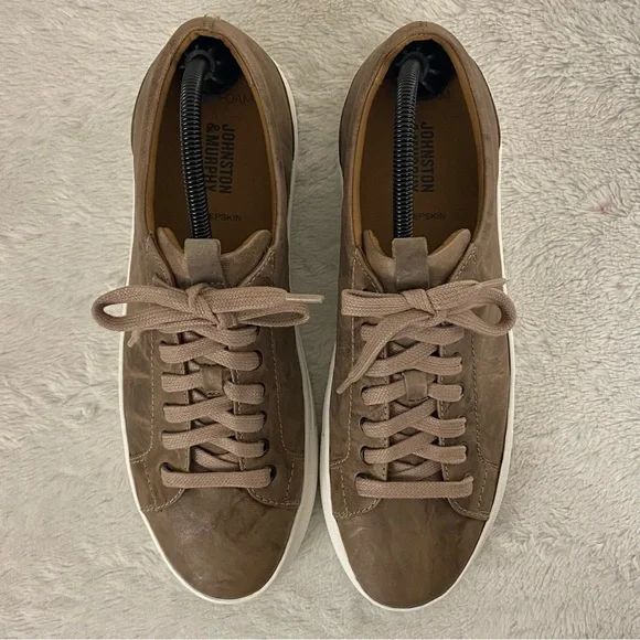 Johnston & Murphy Banks Lace to Toe Leather Sneakers Men’s Size 9.5 M Taupe - Picture 6 of 9